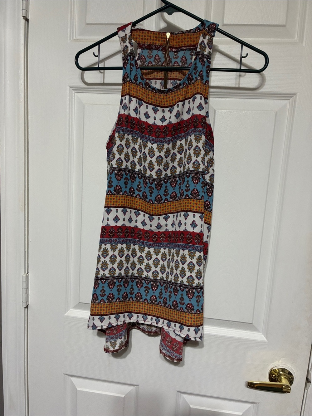 Pink Rose Multicolor Boho Stripe Sleeveless Tank